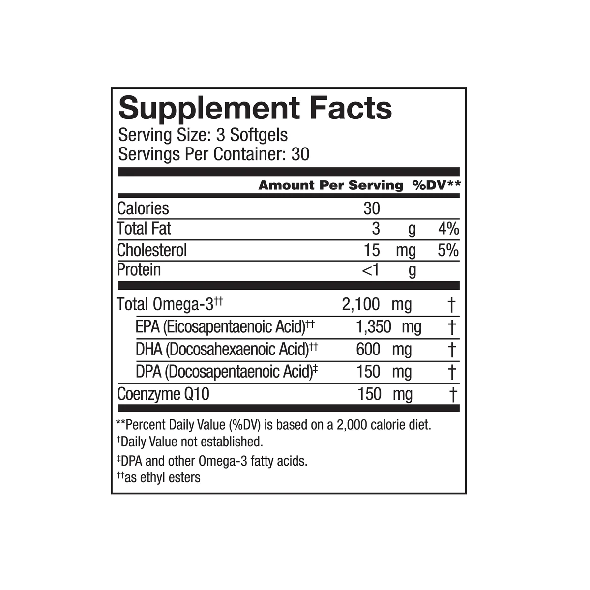 Omega3 coq10 Supplement Facts