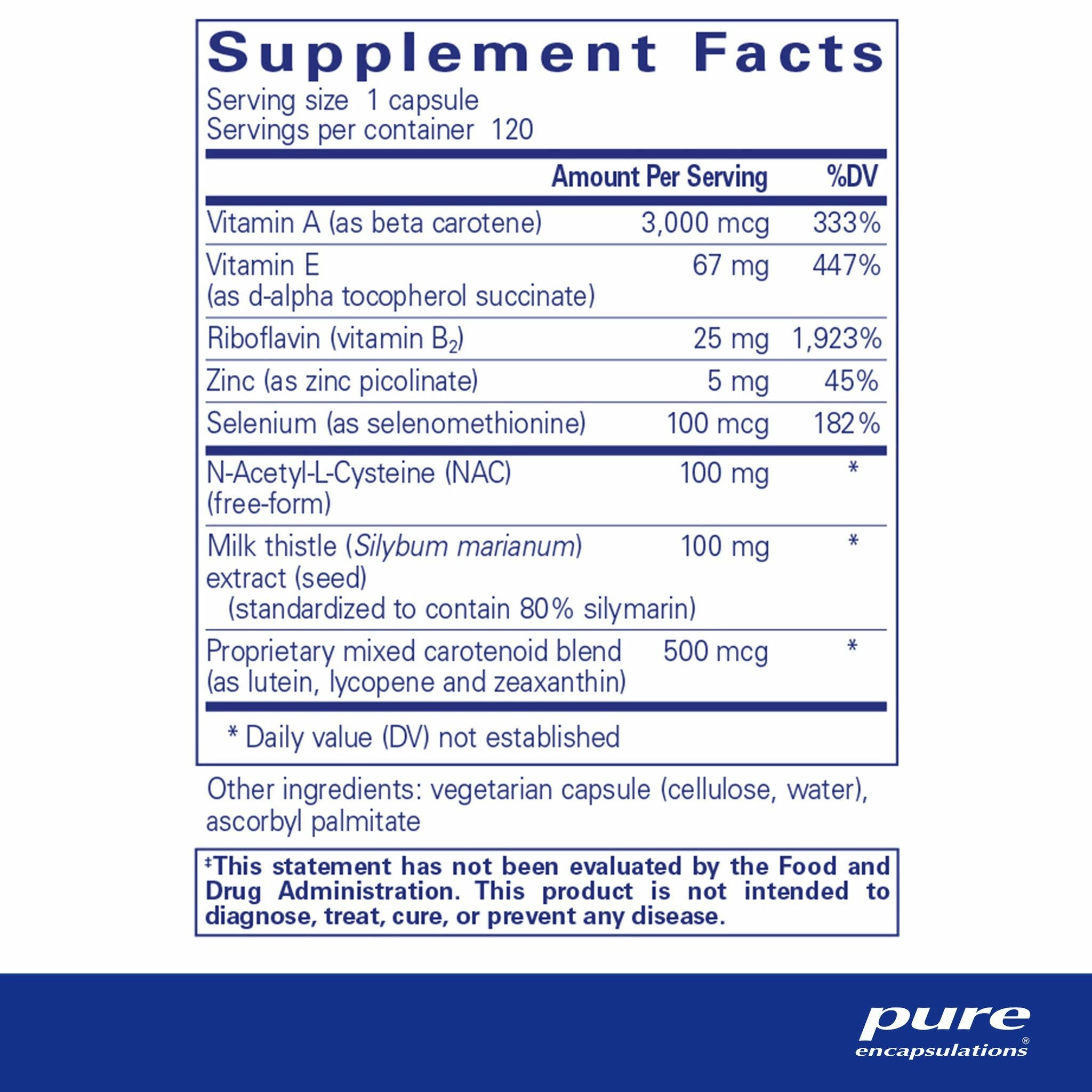 antioxidant formula supplement facts